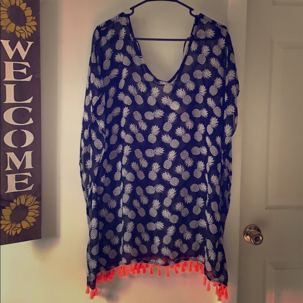 Pineapple Print Beach Cover-Up